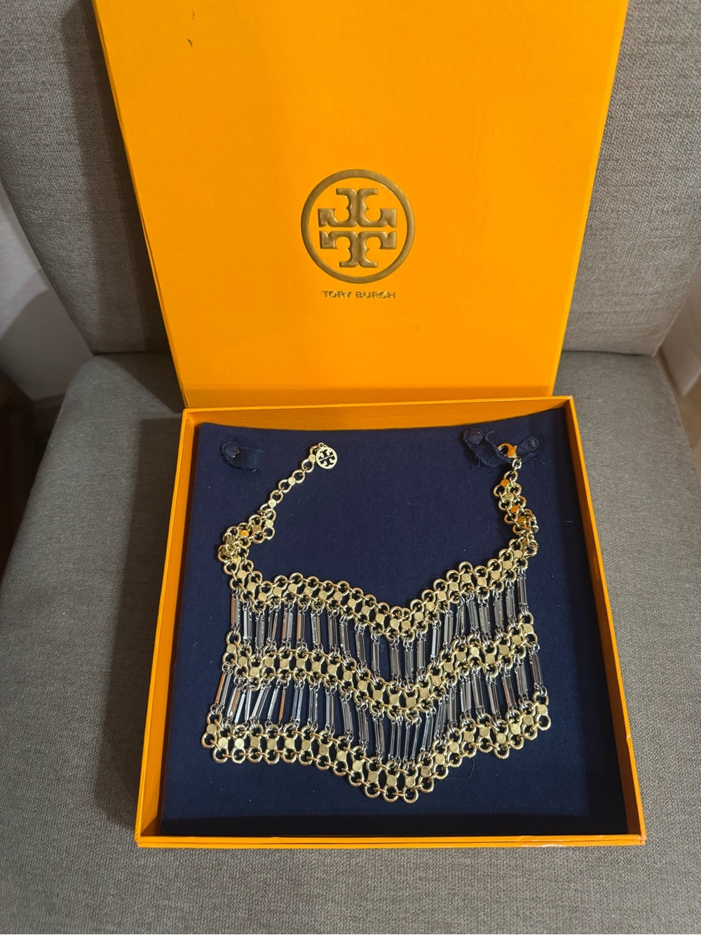 Tory Burch Gold-Tone Fringe Bib Statement Necklace - Gold